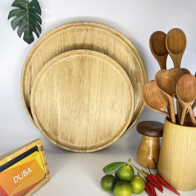 Khay gỗ decor, dĩa gỗ cao su, đĩa gỗ đựng đồ ăn chuẩn an toàn xuất khẩ