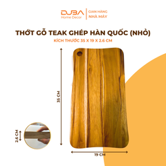 Thớt teak cạnh bo tròn có lỗ treo hình chữ nhật