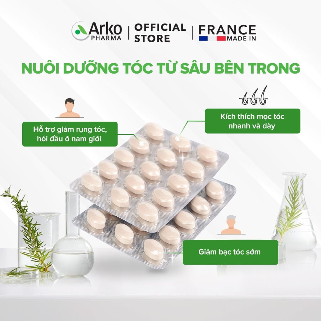Combo 2 hộp TPBVSK Arkopharma FORCAPIL ANTICHUTE - Viên uống hỗ trợ tóc chắc khỏe, cải thiện tóc yếu, gãy rụng (Hộp 30 viên)