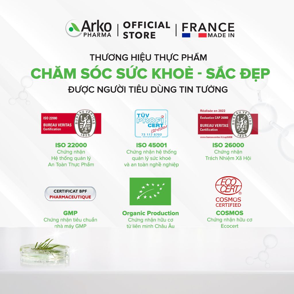 Combo 2 hộp TPBVSK Arkopharma FORCAPIL ANTICHUTE - Viên uống hỗ trợ tóc chắc khỏe, cải thiện tóc yếu, gãy rụng (Hộp 30 viên)