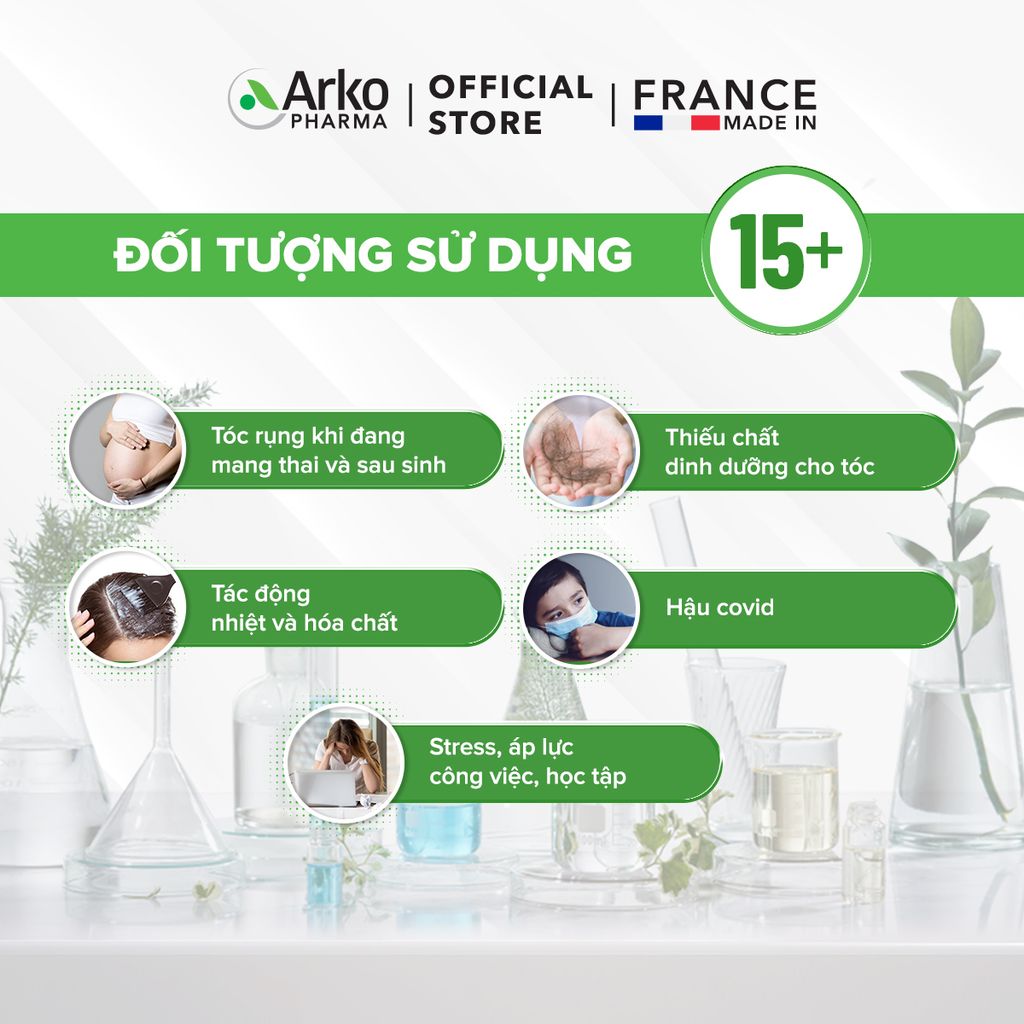 Combo 2 TPBVSK Arkopharma FORCAPIL FORTIFIANT - Viên uống hỗ trợ tóc chắc khỏe, cải thiện tóc yếu, gãy rụng (Hộp 60 viên)