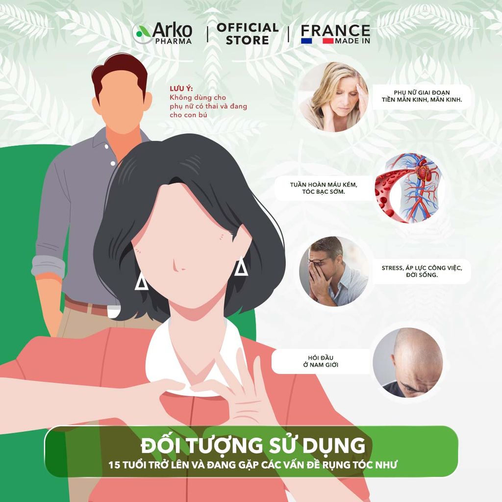 Combo 3 hộp TPBVSK Arkopharma FORCAPIL ANTICHUTE - Viên uống hỗ trợ tóc chắc khỏe, cải thiện tóc yếu, gãy rụng (Hộp 30 viên)