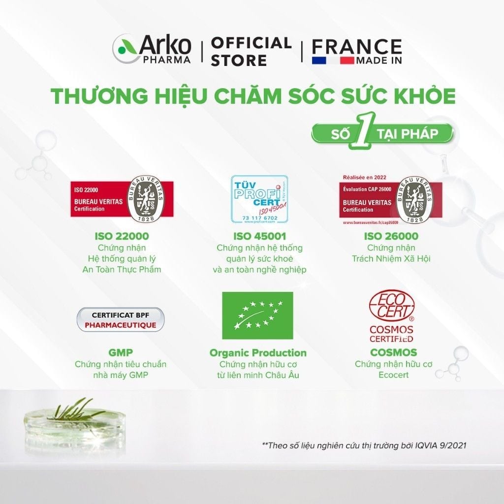 TPBVSK Arkopharma ARKOFLUIDES DETOXIFIANT HEPATIQUE - Nước uống giải độc gan, hỗ trợ tiêu hoá (Hộp 20 ống)