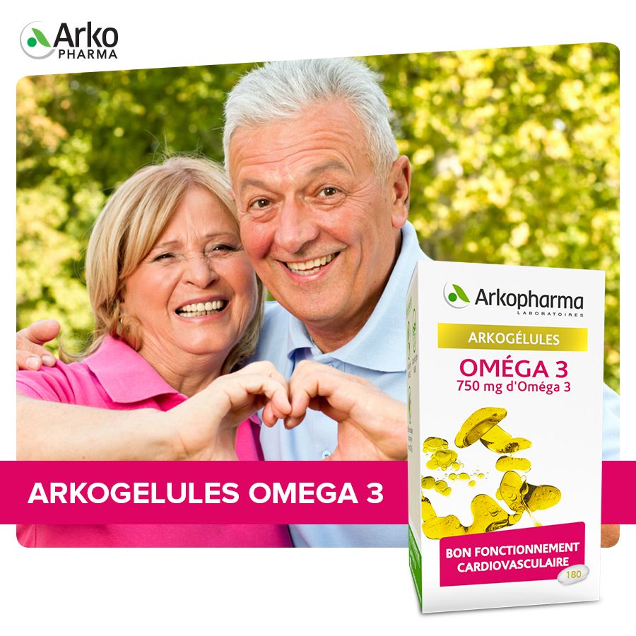 TPBVSK Arkopharma ARKOGELULES OMEGA 3 - Viên uống Omega 3 hỗ trợ tăng cường sức khỏe tim mạch (hộp 180 viên)
