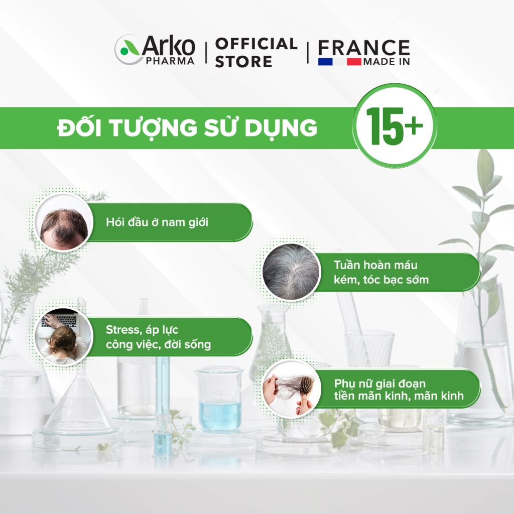 Combo 2 hộp TPBVSK Arkopharma FORCAPIL ANTICHUTE - Viên uống hỗ trợ tóc chắc khỏe, cải thiện tóc yếu, gãy rụng (Hộp 30 viên)