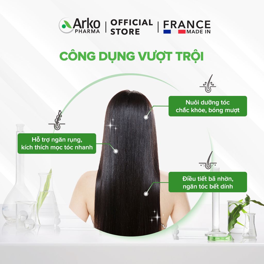 Combo 2 TPBVSK Arkopharma FORCAPIL FORTIFIANT - Viên uống hỗ trợ tóc chắc khỏe, cải thiện tóc yếu, gãy rụng (Hộp 60 viên)