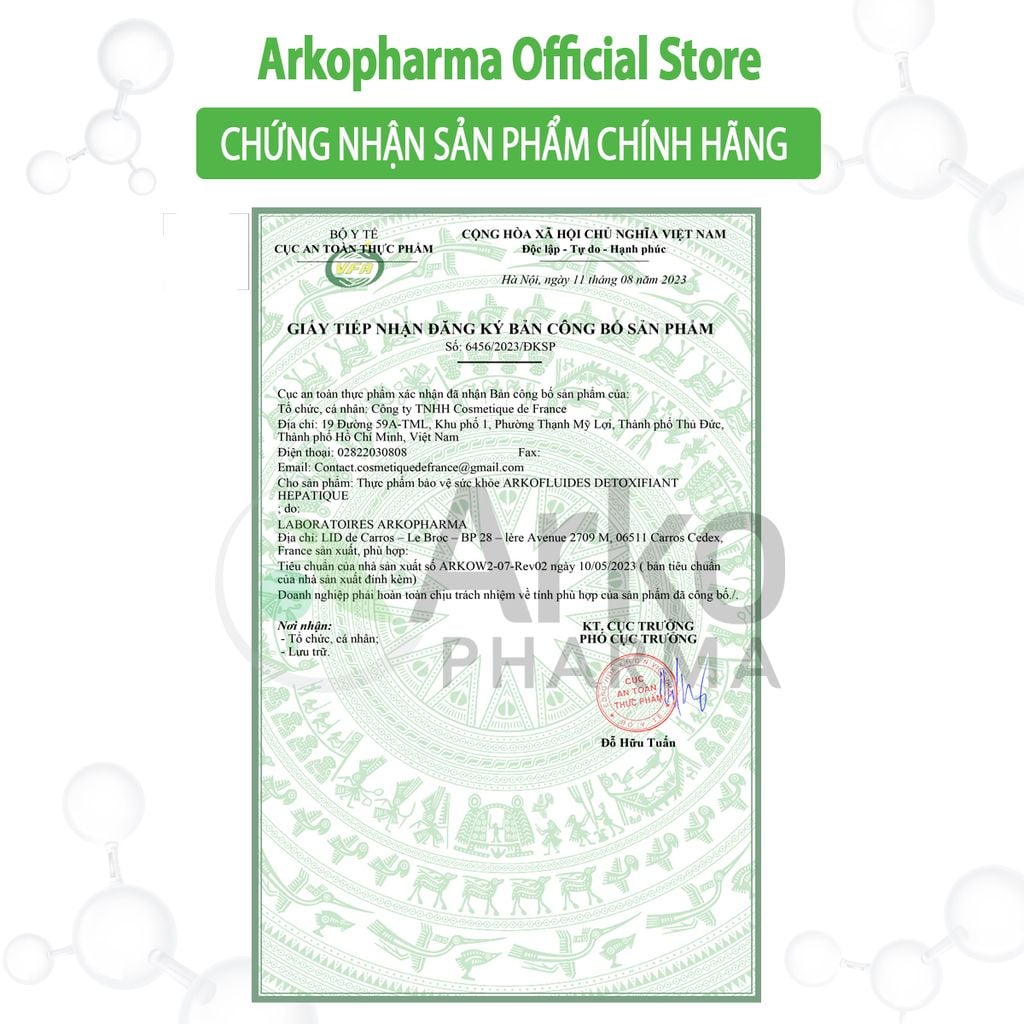 TPBVSK Arkopharma ARKOFLUIDES DETOXIFIANT HEPATIQUE - Nước uống giải độc gan, hỗ trợ tiêu hoá (Hộp 20 ống)