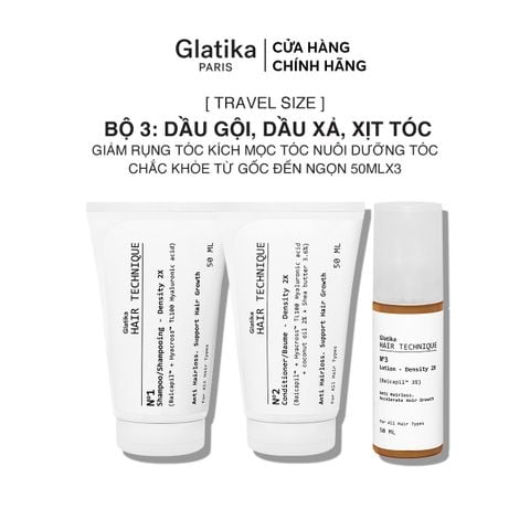 [QUÀ TẶNG] Bộ 3: Dầu gội + dầu xả + xịt tóc Glatika Hair Technique giảm rụng tóc kí.ch mọc tóc nuôi dưỡng tóc 50ml x 3