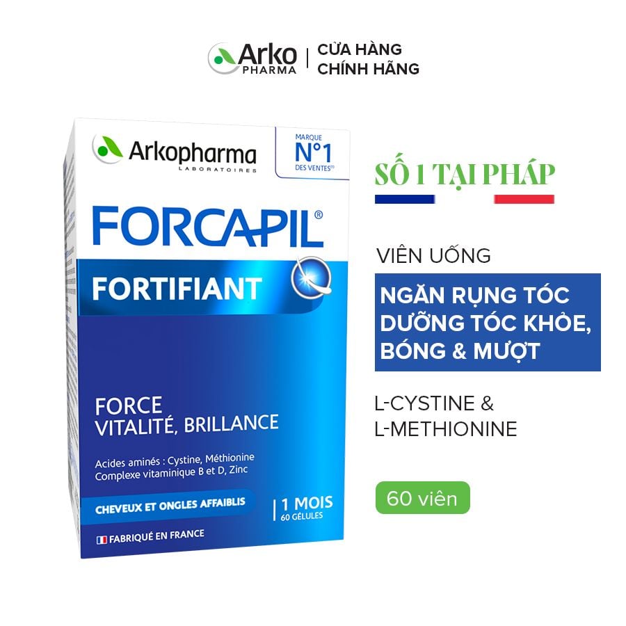 TPBVSK Arkopharma FORCAPIL FORTIFIANT - Viên uống hỗ trợ tóc chắc khỏe, cải thiện tóc yếu, gãy rụng (Hộp 60 viên)