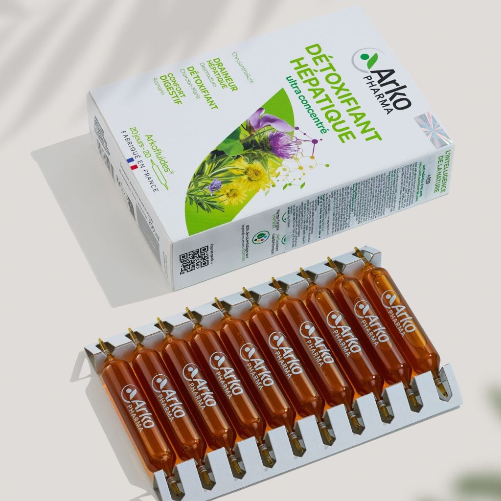 TPBVSK Arkopharma ARKOFLUIDES DETOXIFIANT HEPATIQUE - Nước uống giải độc gan, hỗ trợ tiêu hoá (Hộp 20 ống)