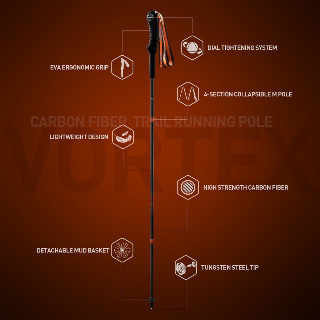 Gậy chạy trail Kailas Vortex Carbon Fiber Trail Running