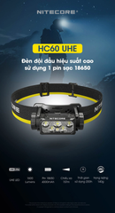Đèn pin đội đầu Nitecore HC60 UHE độ sáng 400 lumens - chiếu xa 81m - thời gian sáng 14 giờ