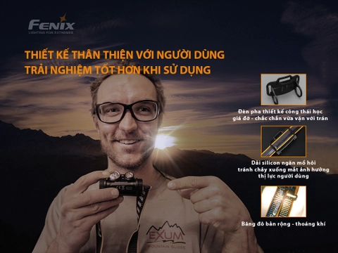Đèn pin đội đầu FENIX HM65R độ sáng 1400 lumen chiếu xa 163m sạc USB C