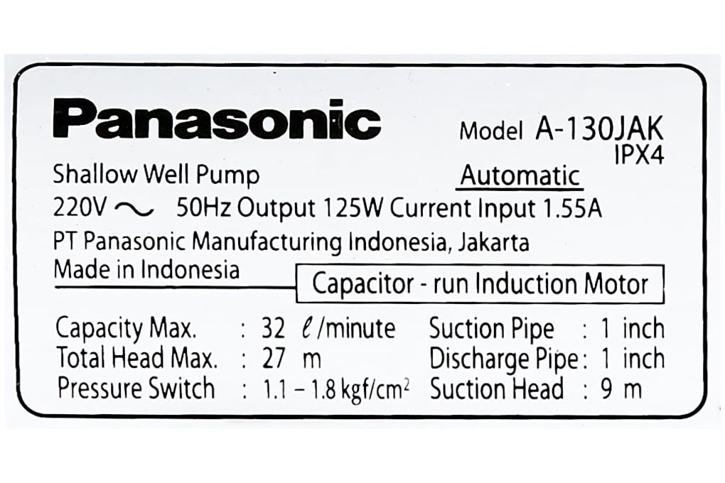 Máy bơm tăng áp Panasonic A 130JAK (125w)
