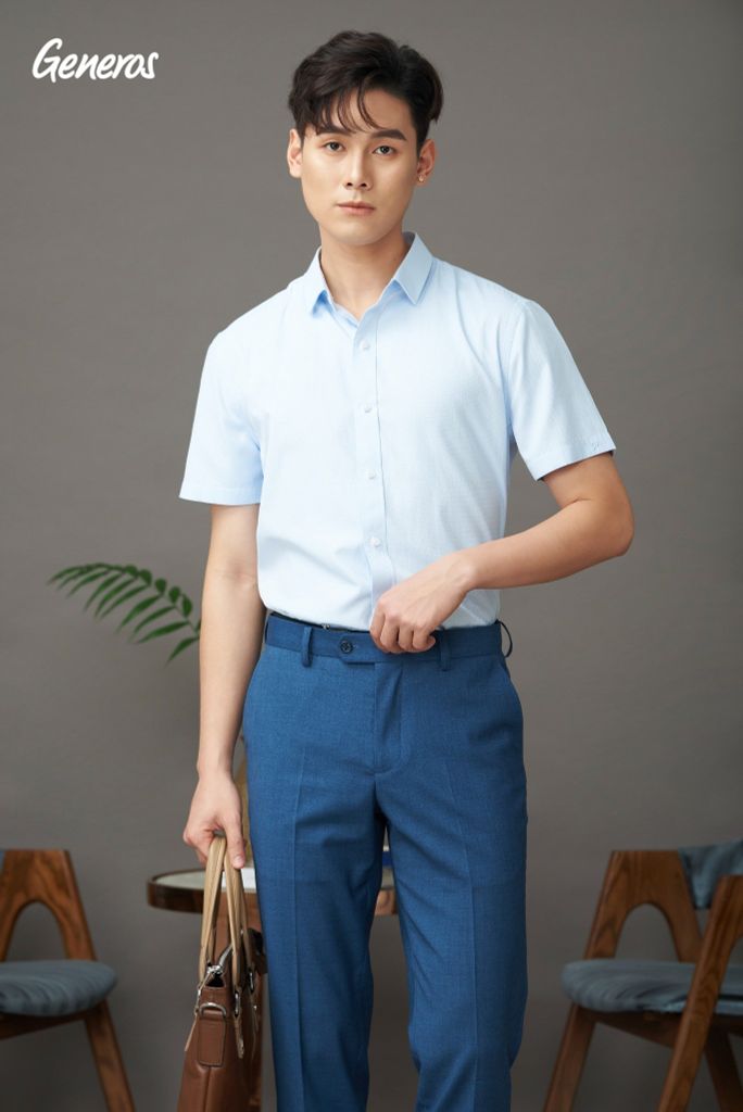 Áo Sơ Mi Nam Cộc Tay Slimfit GENEROS AH317  010123150MF