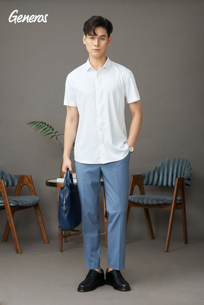 Áo Sơ Mi Nam Cộc Tay Slimfit GENEROS AT055  010123105MF
