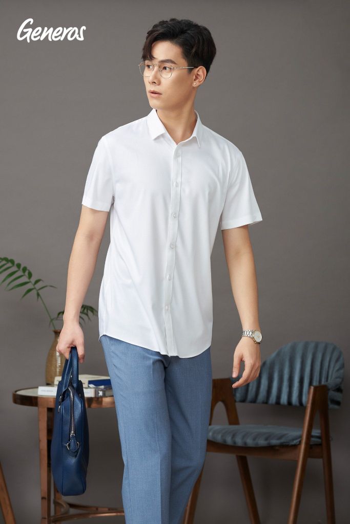 Áo Sơ Mi Nam Cộc Tay Slimfit GENEROS AT055  010123105MF