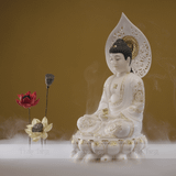  Tôn Tượng Đức Phật A Di Đà Đài Loan Bột Đá Ngọc Mạ Vàng 50cm 