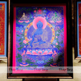  Thangka Đức Phật Dược Sư Nền Xanh Dương KT 68x62cm 