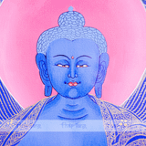  Thangka Đức Phật Dược Sư Nền Xanh Dương KT 68x62cm 