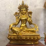  Bồ Tát Tara Xanh Đồng Mạ Vàng 33cm 