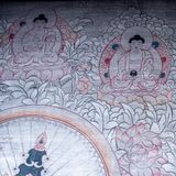  Thangka Cổ Trên 50 Năm Đức Bồ Tát Văn Thù Của Tu Viện Gompa, Dát Bạc Kt 95x125cm 