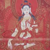  Thangka Nền Đỏ Đặc Biệt Bồ Tát Di Lặc KT 65x90cm 