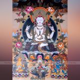  Thangka Bồ Tát Quan Quan Âm Tứ Thủ Kt 45 X 55cm 