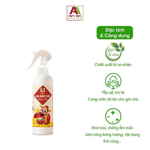  Nước Lau Bàn Thờ Thần Tài An An - Chai 250ml - Làm sạch bàn thờ - Tẩy uế, trừ tà cung rước tài lộc, vượng khí 