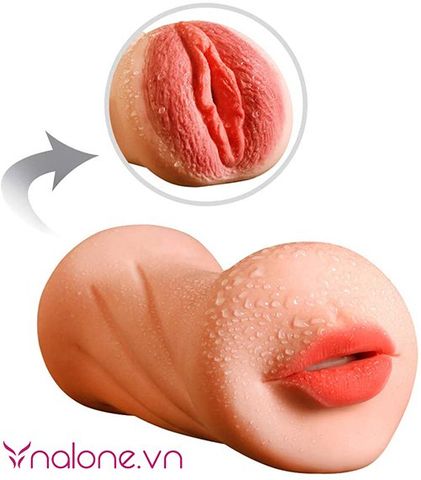 Âm đạo giả silicon 2 đầu có hình miệng Jiuai y như thật