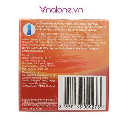 Bao cao su hương dâu Durex Strawberry chính hãng
