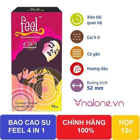 Bao cao su hương dâu kéo dài thời gian Feel 4 in 1 giá rẻ
