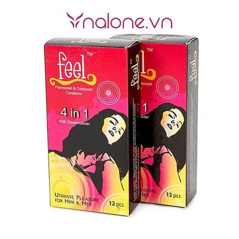 Bao cao su hương dâu kéo dài thời gian Feel 4 in 1 giá rẻ