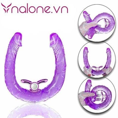 Dương vật giả 2 đầu trong suốt có nhánh rung giá rẻ