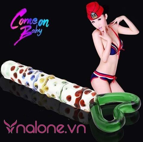 Dương vật thủy tinh tay cầm trái tim dành cho nữ thủ dâm