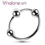  Vòng đeo dương vật 3 bi bằng kim loại tăng khoái cảm cực mạnh (DC70V) 