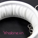  Vòng xích cổ bằng da bạo dâm màu trắng có đệm êm (BZ20B) 