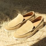  BEIGE LABEL - DRAGON LITE - GIÀY LOAFER RÚT MOCCASIN DA LỘN MÀU BEIGE ĐẾ CAO SU SIÊU NHẸ 