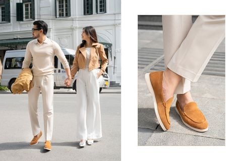  BEIGE LABEL - DRAGON LITE - GIÀY LOAFER RÚT MOCCASIN DA LỘN MÀU CARAMEL ĐẾ CAO SU SIÊU NHẸ 