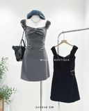  Đầm dây ngắn viền ren nhún 8382 