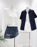  Áo sơ mi denim 2 túi trơn tay ngắn 9712 