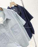  Áo sơ mi denim chỉ nổi tay ngắn 9713 