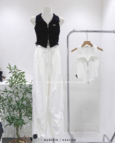  Áo ba lỗ cổ bẻ khoá kéo Pipigou 4096 