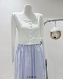  Váy cotton xanh phồng 1036 