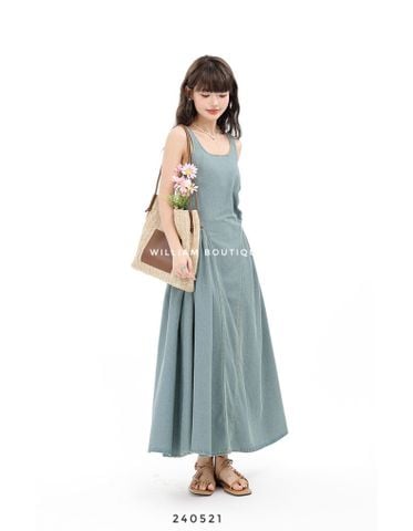  Đầm dây denim cổ vuông 5838 