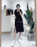  Đầm thun nón khoá kéo 6538 