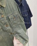  Áo sơ mi denim crop ngắn tay 9607 