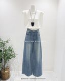  Áo dệt kim ba lỗ nút lưng rút eo 0159 