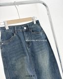  Váy jean suông xẻ trước 9107 