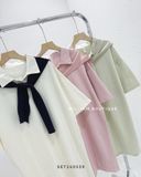  Đầm thun polo kèm khăn 6013 
